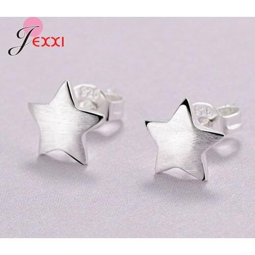 New 2020 Arrivals Women 925 Sterling Silver Geometric Star Cute Stud Earrings Monday To Saturday Earing Brincos Jewelry Gifts