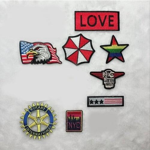 1PCS Creative series Punk Rainbow Star Embroidery American eagle Patches Backpack Stickers Fabric Iron on Man Clothes Appliques