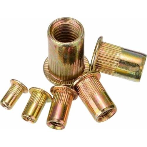 300PCS Zinc Plated Rivetnuts Blind Set Nutserts Threaded Insert Nutsert Cap Flat Head Rivet Nuts Carbon Steel M3,M4, M5, M6, M8