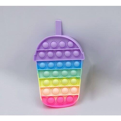 Anti-Stress Milk Tea Cup Push Bubble Decompression Press Board Mat Kid Adult Family Simple Game Entertainment Sensory Toys