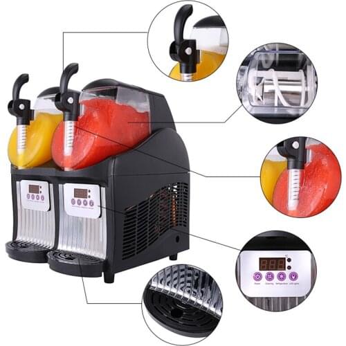 Slush machine Ice cream maker Double tank Snow melting cold drink machine Commercial Smoothies granita machine Ice Slusher 300W