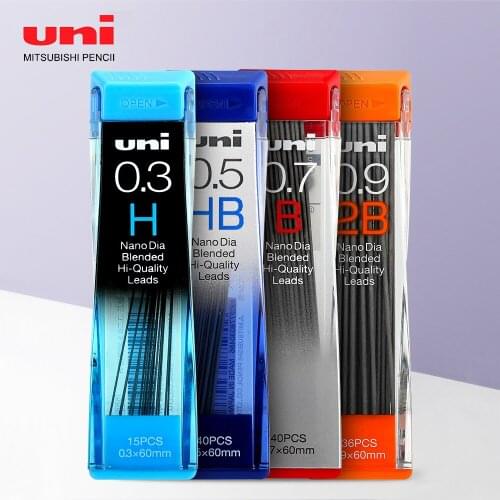 UNI 202ND Automatic Pencil Lead 0.5/0.7/0.3 Refill Nano Diamond Not Easy To Break Pencil Lead Black HB/2B/2H/B for Students