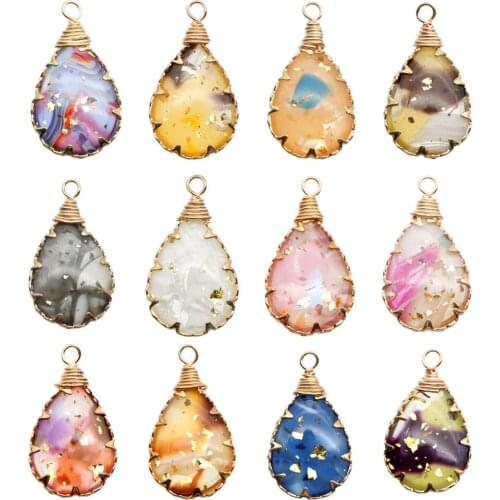 Multi Shape Natural Stone Beads Copper Clad Beads DIY Necklace Bracelet Jewelry Making Eearring,1Yc20773