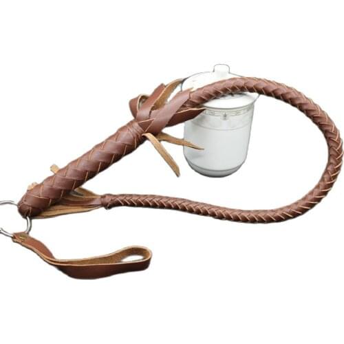 Catazer Pure Cowhide Whip Ringing Whip Riding Dance Self Protection Whip Martial Art Whip Movies Prop Outdoor Fitness Equipment