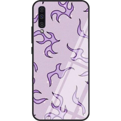Purple Flames Tempered Glass Case For Samsung A52 A12 A32 A42 A72 A31 A51 A71 A40 A50 A70 A20e A21S