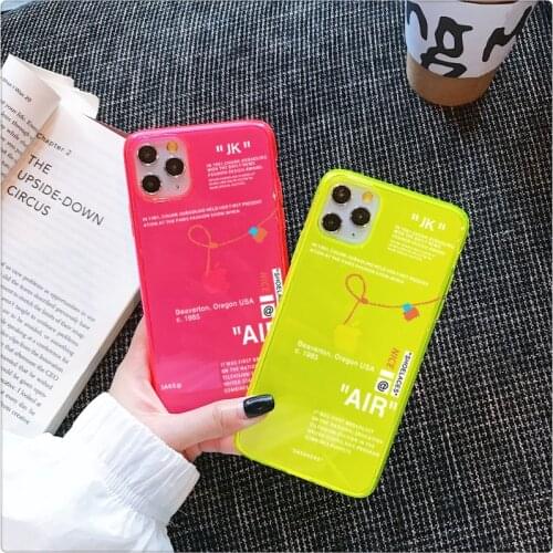 Fashion Brand Street Trend Fluorescent Clear Phone Case for Samsung Note10 Plus A50 A70 A51 A71 S20 S9 S10 Plus Neon Soft Cases