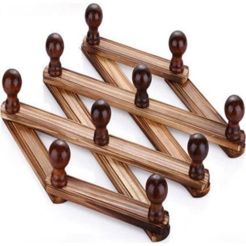 Wooden Home Decor Expanding Clothes Hanger Expandable Coat Rack Holder Shelf Hat Closet Wall Hook Mask Chain Holder