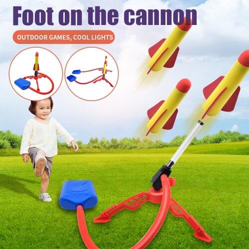 Kids Jump Rocket Launchers Foam EVA Rocket Toys Gift Toy with Bracket Parent-child Interaction Toy for Kids Ages 6 Years Up