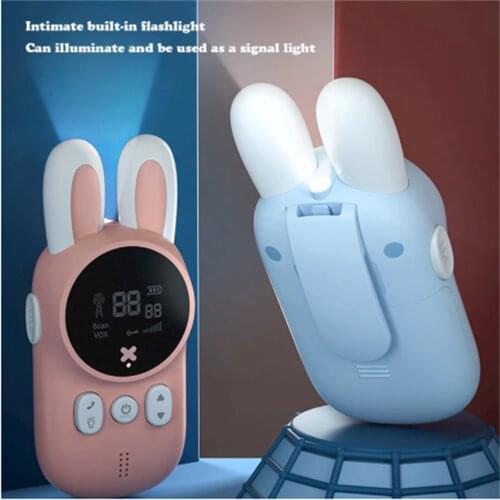 Childrens Walkie Talkie Kids Mini Toys Handheld Transceiver 3KM Range UHF Radio Lanyard Interphone For Birthday Gift 2pcs/Set