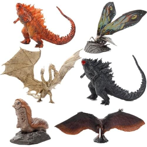 New 6 Pcs Burning Godzilla Gojira King Ghidorah Mothra Rodan 7-11Cm Action Figure Dinosaur Monster Decor Model Boys Kids Toys