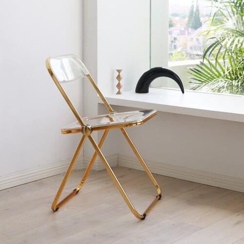 European Acrylic Dining Chair Transparent Chair Ins Style Stool Fashion Photo Chair Clothing Store Makeup Chair Folding Chair