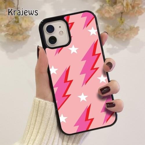 Krajews Hot Pink Lightning Bolts coque Phone Case for iPhone 12 mini 5 6S 7 8 PLUS X XS XR 11 PRO MAX SE 2020 Cover Funda Shell