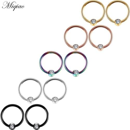 Miqiao 2pcs Fashion All-match Stainless Steel Round Earrings Exquisite Piercing Jewelry