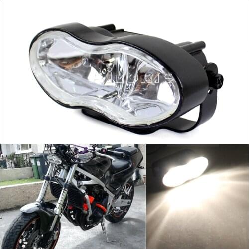 Motorcycle Cat Eye Double Wave Headlight Headlamp Wave Halogen For Harley Custom Motorbike Streetbike Cafe Racer Dual Headlight