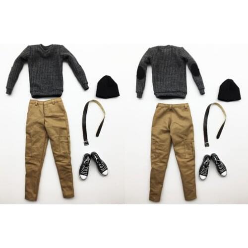 1/6 Scale Male Sweater T-shirt Elbow patch pants shoes model for 12 inches TBL PH Man Action Figure Accessory