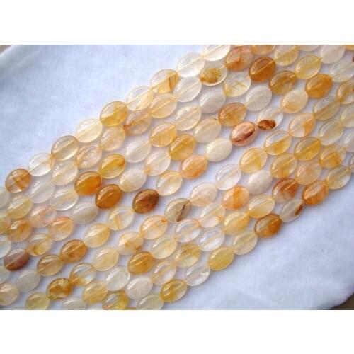 Natural Yellow Quartz Flat Oval Shape Loose Beads For Jewelry Making DIY Bracelet Necklace Earrings