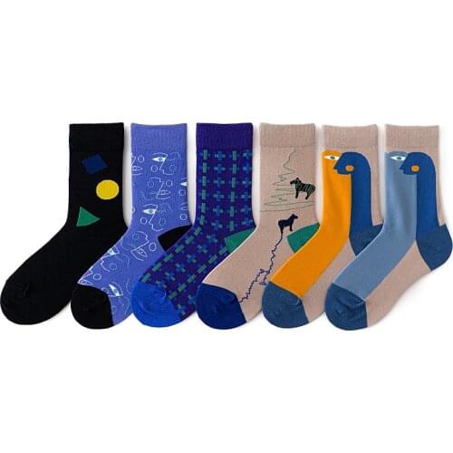 PEONFLY Cute Women Cartoon Dinosaur Abstract Pattern Cotton Socks Lovely Korean Vintage Short Socks Novelty Funny Happy Socks