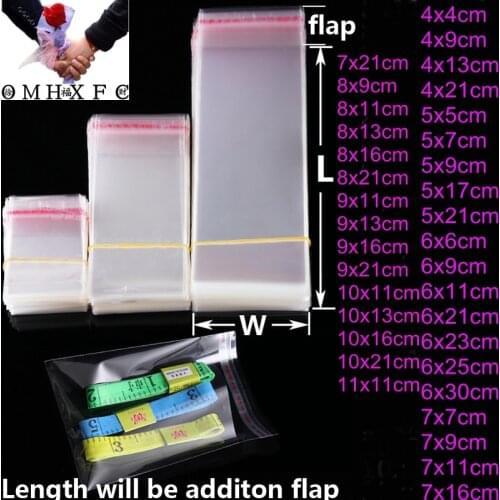 OMH 100pc Transparent Self Sealing Plastic Gift Packaging Self Adhesive Resealable Cellophane Poly OPP Bag Plastic Baggie BZ01