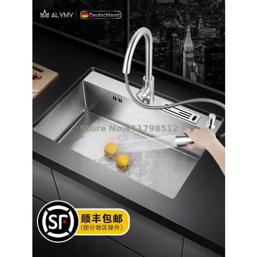 German Handmade Sink Single Tank Kitchen 304 Stainless Steel Thickened Large Single Tank Package Under Counter Sink Sink