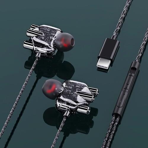 Bass Stereo Wired Gaming Earphones Type C Sports Music Headsets Noise Reduction High Quality Earbuds For IPhone Xiaomi Huawei