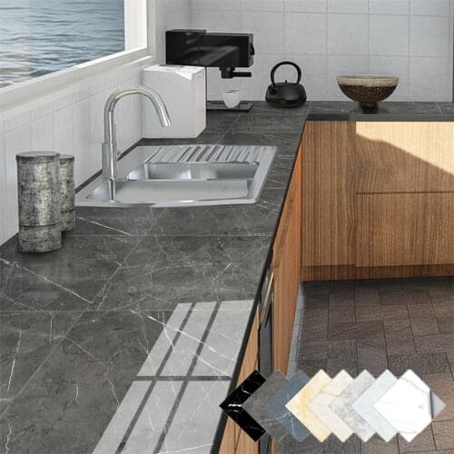 30x30cm Marble Tile Stickers Waterproof Removable Bathroom Wallpaper Kitchen Countertop Cover Film Home Design Decor Wall Decal