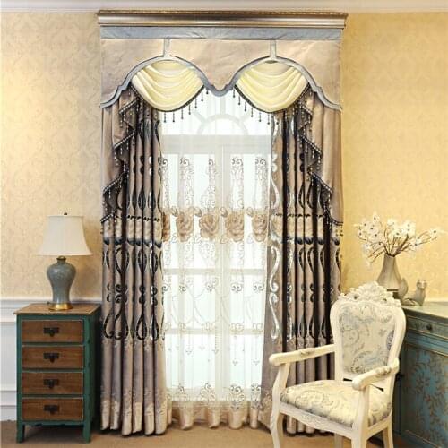 American luxury velvet light purple embroidery villa curtains for window apartment bedroom living room High quality curtains