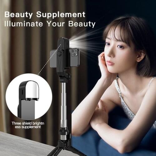 Bluetooth Selfie Stick Tripod With Fill Light Extendable Aluminum Remote Selfie Stick For IPhone IOS Android Home & Travel
