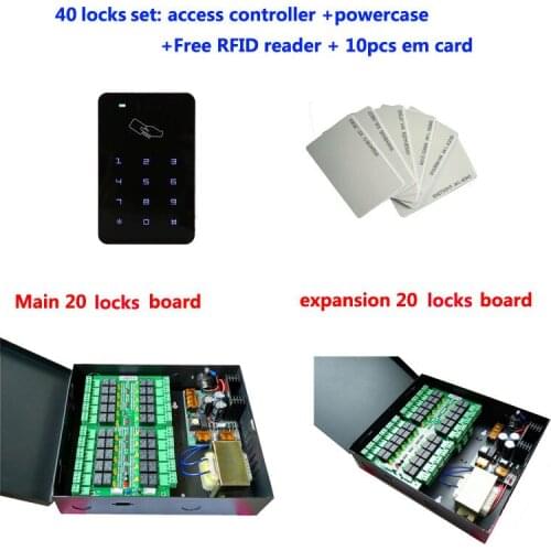 Locker control system ,40 locker Controller+powercase+rfid reader+10pcs em card,suit for bank /bath center private Cabinet ,DT40