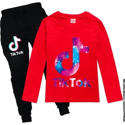 Tik Tok Spring Autumn 2 PCS Toddler Baby Girl Tracksuit Clothes Long Sleeve Cotton T-shirt Tik Tok Pants Outfits