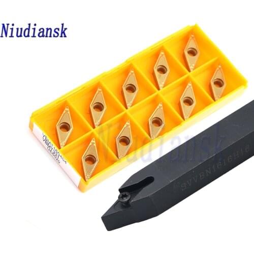 SVVBN1616H16 SVVBN2020K16 External Tool Holders SVVBN2525M16 Lathe Arbors 10pcs VBGT VBMT1604 Carbide Inserts Turning Tools Suit