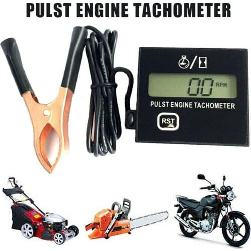 Gasoline Motor Powered Tachometer Electric Hour Function Plastic Black
