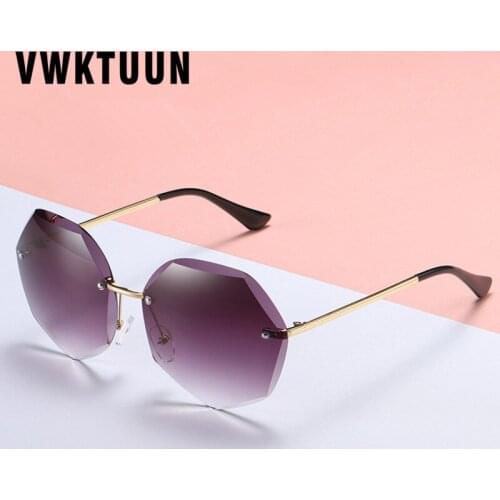 VWKTUUN Rimless Sunglasses Women Vintage Round Sun glasses For Female Eyewear Outdoor Sport Cler Lens lunette de soleil