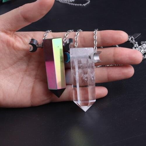 High Quality Natural Color-plated Clear Crystal Quartz Pendant Necklace Exaggeration Jewelry Necklaces Healing Power Pendulum