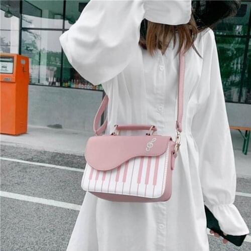 Women Girl Piano Shape PU Leather Handbag Top-handle Shoulder Messenger Crossbody Bag Satchel Tote Purse