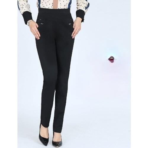 Women 2021 Spring Autumn New Middle-aged Straight Pants Female Plus Size Mother Trousers Ladies Elastic Waist Casual Pants E424