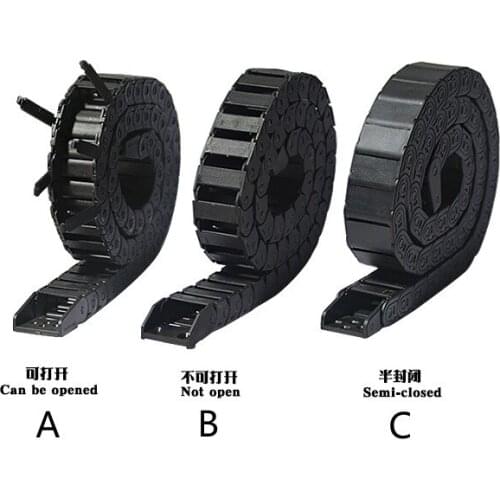 1pcs bridge type can't open plastic 15mmx30mm drag chain with end connectors L 1000mm engraving machine cable for CNC router