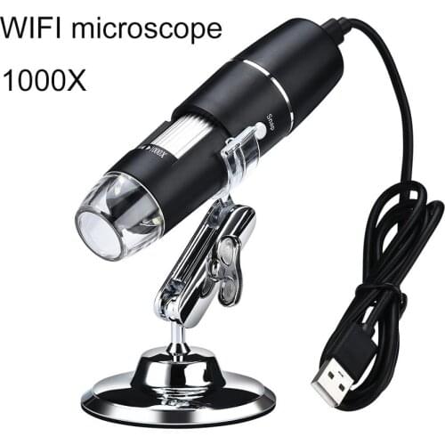 1000X Digital Wifi Microscope Portable USB Microscope Magnifier 8LED w/Stand for Android IOS iPhone iPad Digital Magnifier