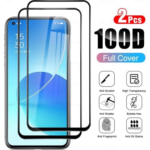 2Pcs Full Cover Tempered Glass For OPPO Reno 6 5G Glasses Protective Glas For OPPO Reno6 Re No 2021 6.43" PEQM00 Protection Film