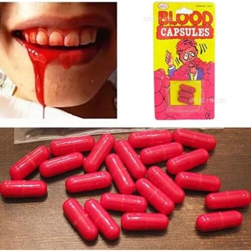 3Pcs/Box Horror Funny Halloween Prop Gag Realistic Fake Blood Pills Capsules Kids Educational Toys for Children Gifts