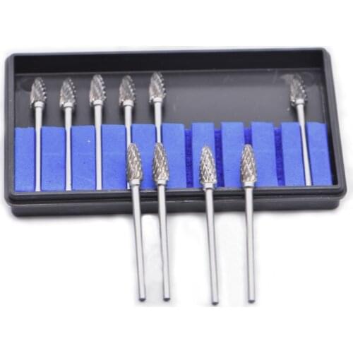 10 pcs tungsten carbide burs steel dental burs diamond burs dental lab material tungsten steel grinding head rotary burs
