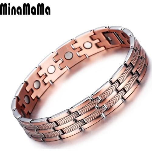 Mens Magnetic Copper Bracelets For Arthritis Pain Men Vintage Chunky Chain Link Healing Bracelets Male Jewelry