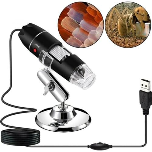 1600X USB Digital Microscope 8 LED Magnifier Handheld Zoom Electronic Microscope Camera Endoscope with Stand for PCB Repair