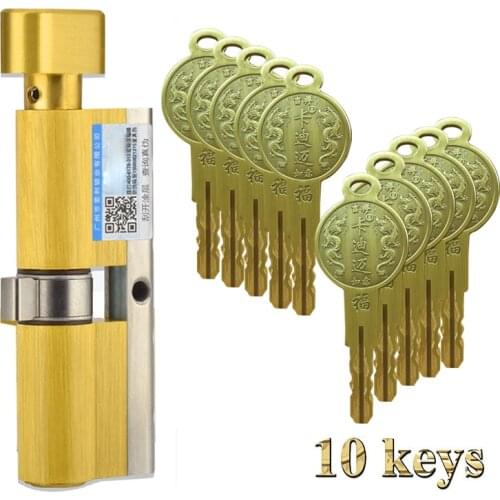 Door Cylinder lock 65 70 75 80 90 100 105 110 115mm Cylinder Colorful Key Anti-Theft Entrance Brass Knob Security door lock