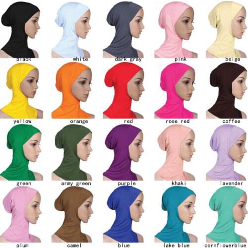 Cotton Muslim Headscarf Inner Hijab Caps Islamic Underscarf Ninja Hijab Scarf Hat Cap Bone Bonnet Neck Cover Muslim Colors