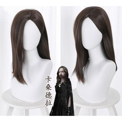 Game Evil 8 Cassandra Womans Cosplay Wig Dark Brown Synthetic Hair Headgear Halloween Carnival Party Props + Free Wig Cap
