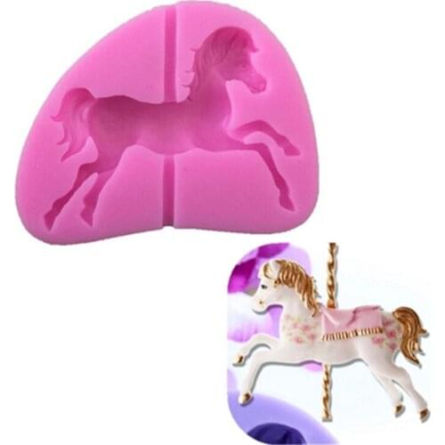 Carousel Horse Shape Silicone Cake Mold Baking Pan 3D Silicone Mold Chocolate Clay Fudge Cake Tool Decoration