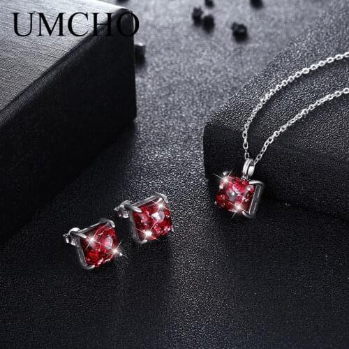 UMCHO Real 925 Sterling Silver Nano Opal Jewelry Sets Stud Earrings Necklace Elegant For Women Party Engagement Fine Jewelry