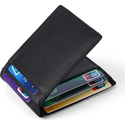 20PCS / LOT Wallet Men Money Purse With Zipper Coin Pocket ID Card Genuine Leather Mini Purse For Men