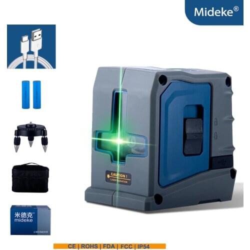 Laser Level Rechargeable, Cross Line Laser Green 98ft MIDEKE Self-Leveling and Pulse Mode Vertical and Horizontal Line GF011