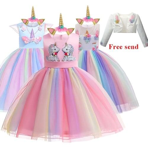 Best selling Unicorn Princess Birthday Party role play dress girls Eucharist party 2-12 year old Prom Dress vestidos de fiesta